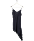 ZARA Navy Blue Asymmetric Satin & Lace Slip Dress UK XS