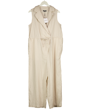 Whistles Beige Bella Linen Wrap Jumpsuit UK 14
