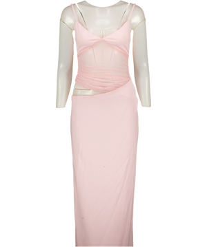 White Fox Call Me Up Maxi Dress Baby Pink UK M