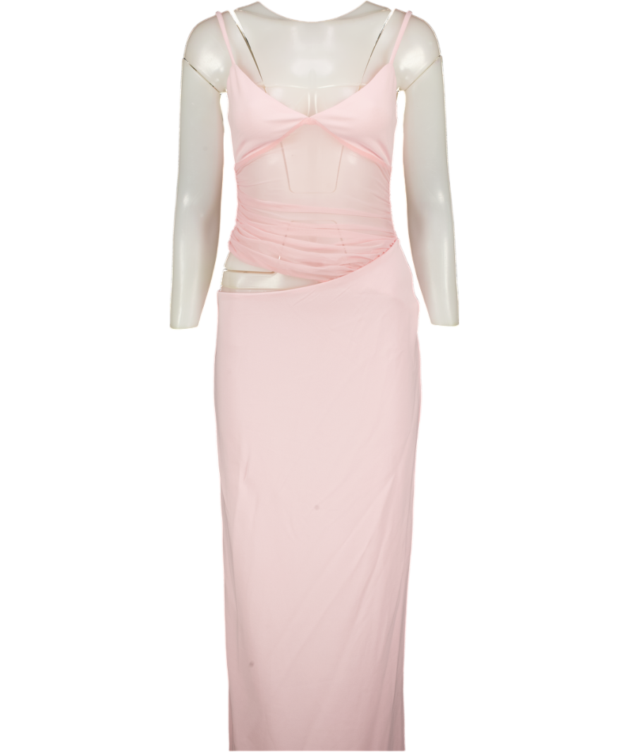 White Fox Call Me Up Maxi Dress Baby Pink UK M