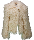 Christopher Esber Cream Shaggy Merino And Alpaca Valais Hand Crochet Jacket UK XS