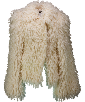 Christopher Esber Cream Shaggy Merino And Alpaca Valais Hand Crochet Jacket UK XS