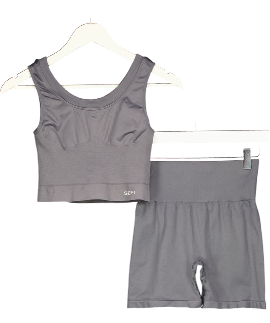 SEFI Grey 2-piece Activewear Bike Shorts Abd Bra Top UK S