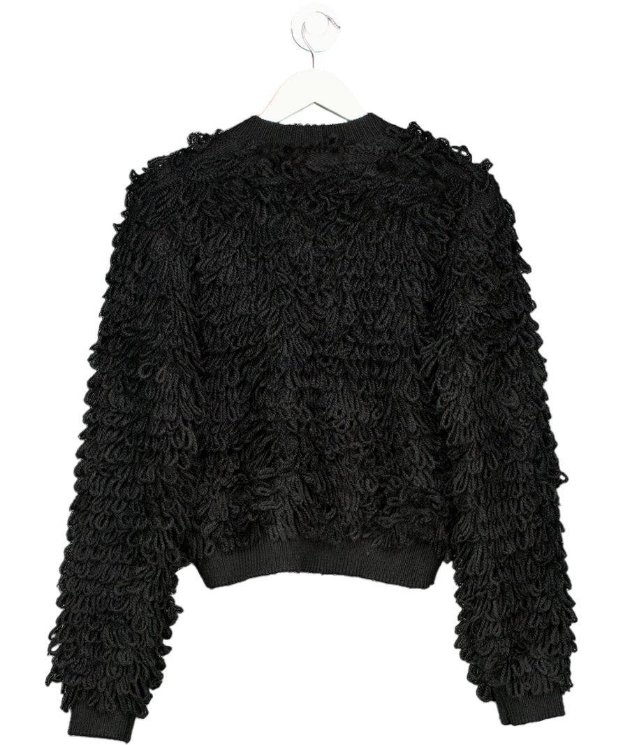 French Connection Black Mali Looped Fringe Knit Jacket UK XS