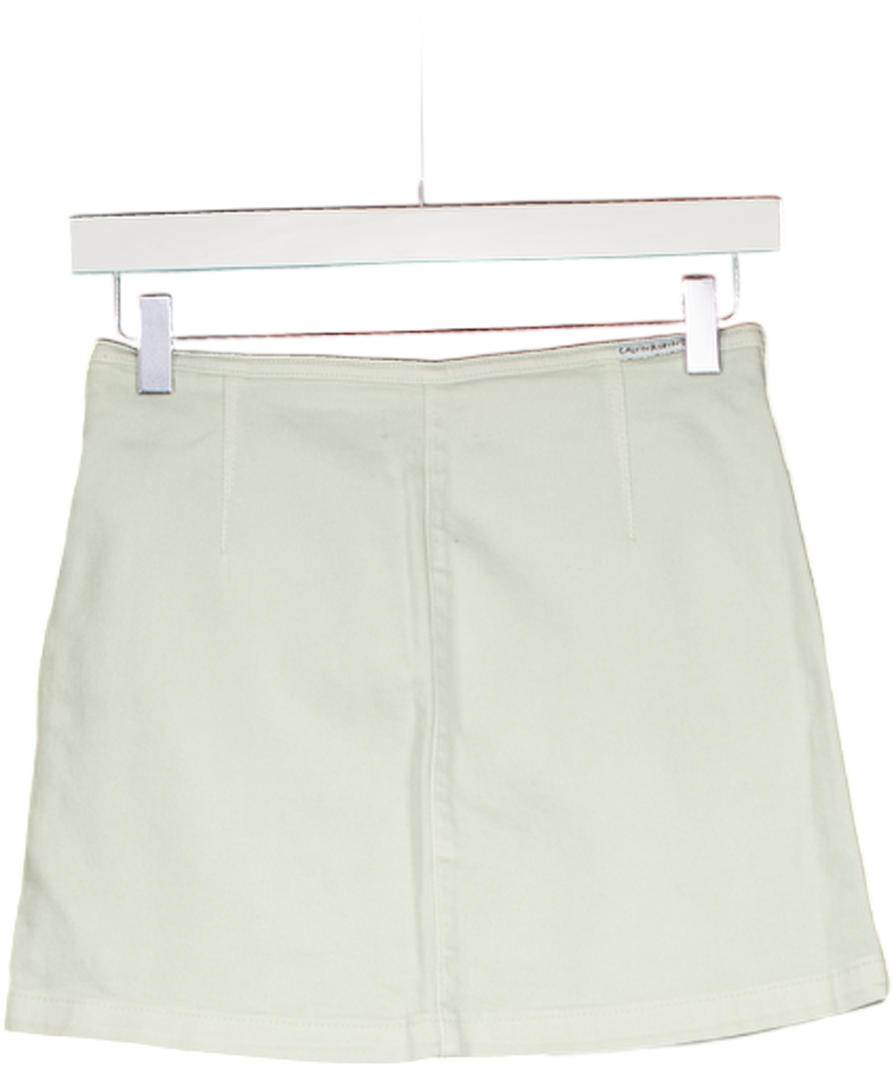 Calvin Klein Green Washed Denim Mini Skirt W25