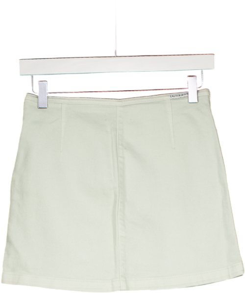 Calvin Klein Green Washed Denim Mini Skirt W25