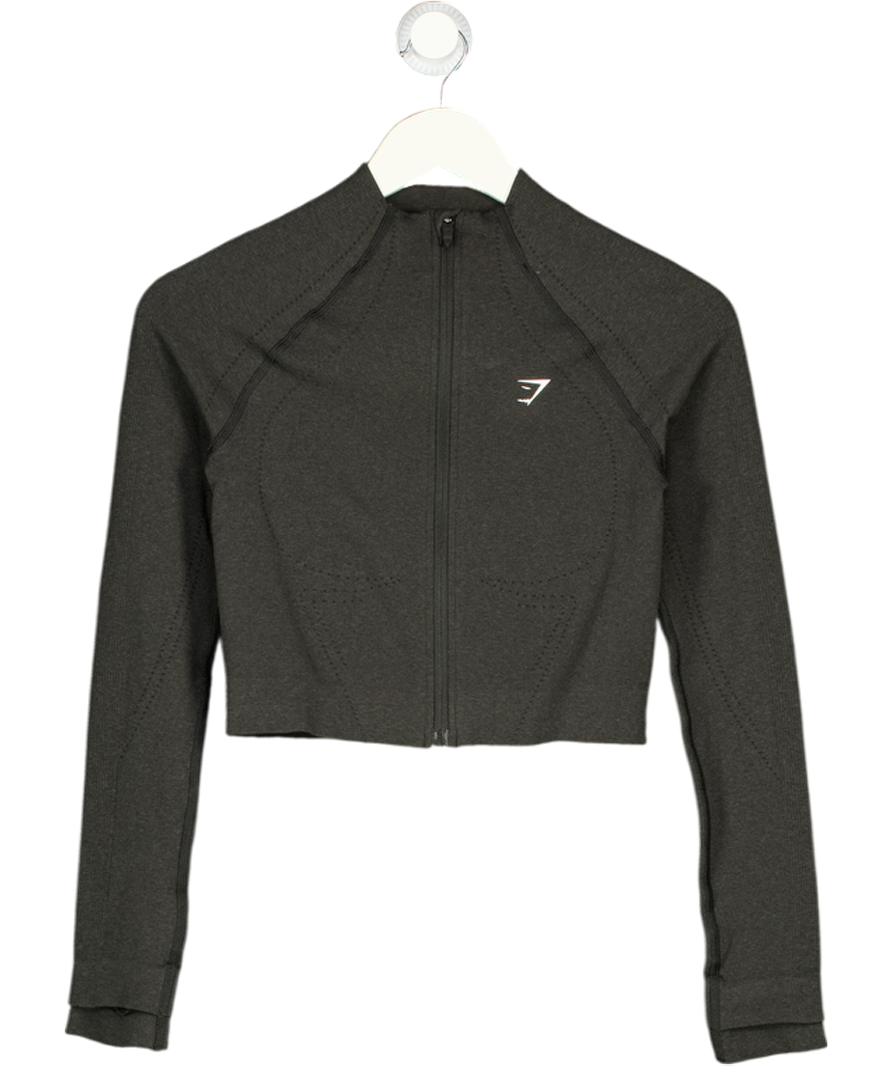 GYMSHARK Grey Long Sleeve Zipped Track Jacket UK S
