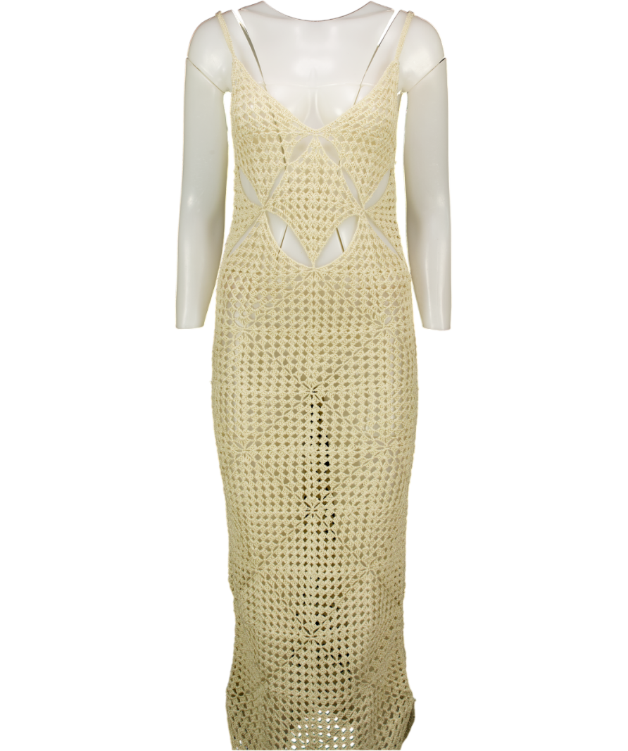LPA REVOLVE Odella Crochet Beach Dress In Neutral Beige UK XS