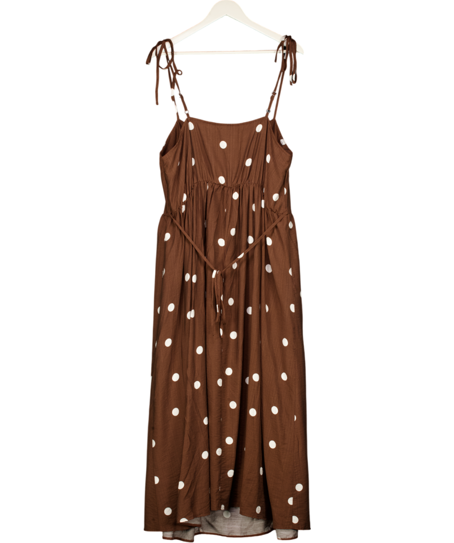 NEW LOOK Brown Spot Print Cami Godet Midi Dress UK 18