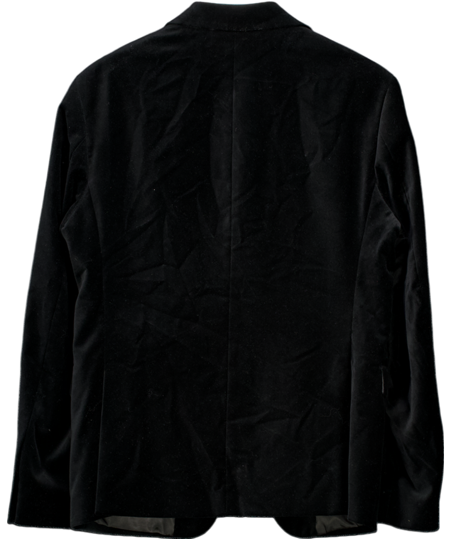 ZARA Black Velvet Single Breasted Dinner Jacket UK S