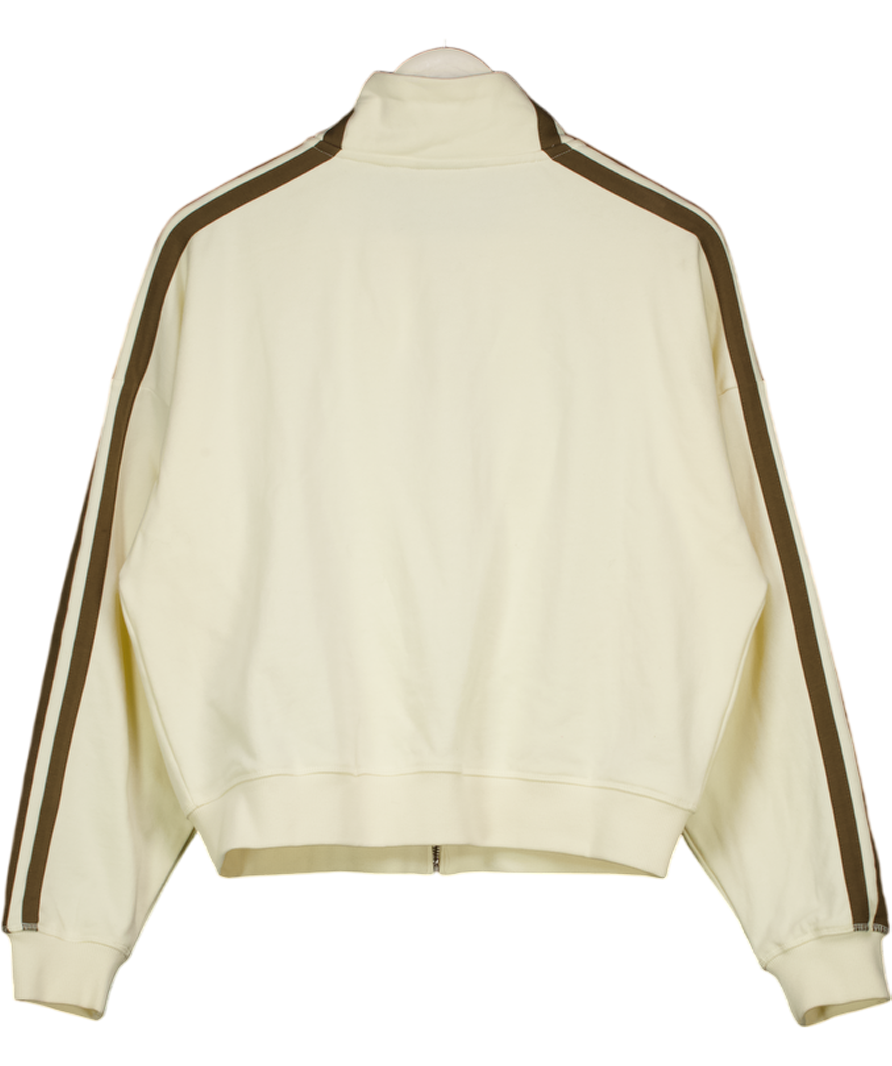 RU & ROCKA Cream City Stripe Logo Zip Cotton Jacket UK M
