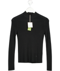 LILYSILK Black Essential Silk / Cashmere Blend Top UK XS