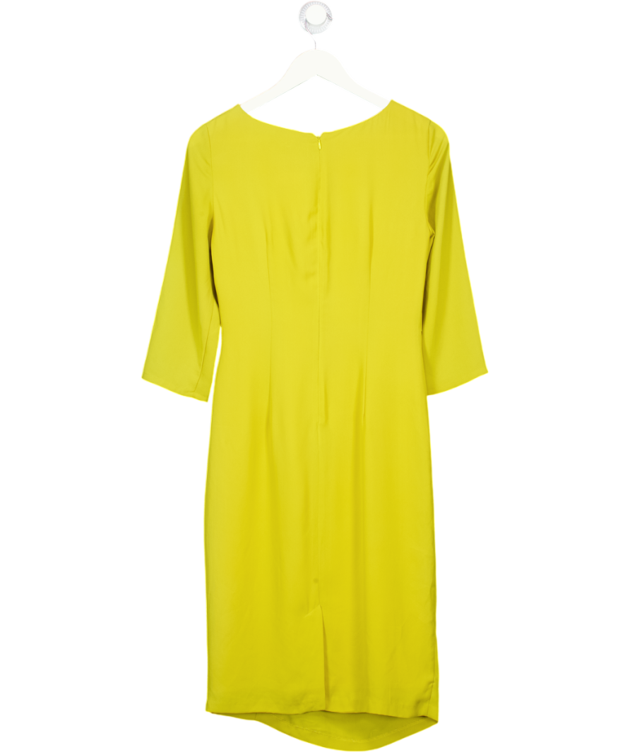 Farhi Yellow Long Sleeved Ruched Midi Dress UK S