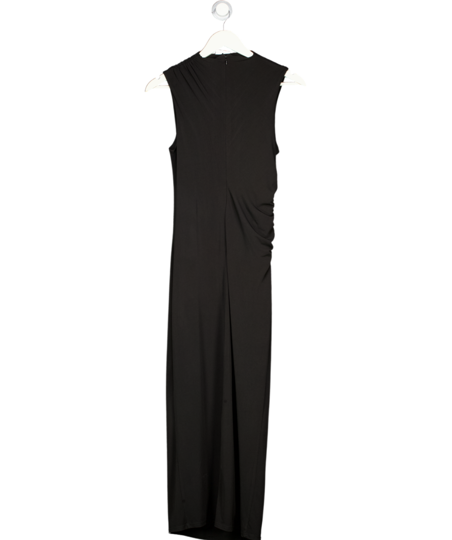 LIPSY London Black Sleeveless Sculpted High Neck Slinky Midi Dress UK 10