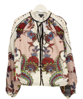 Karen Millen Multicoloured Mirror Print Silk Cotton Button Detail Woven Blouse UK 10