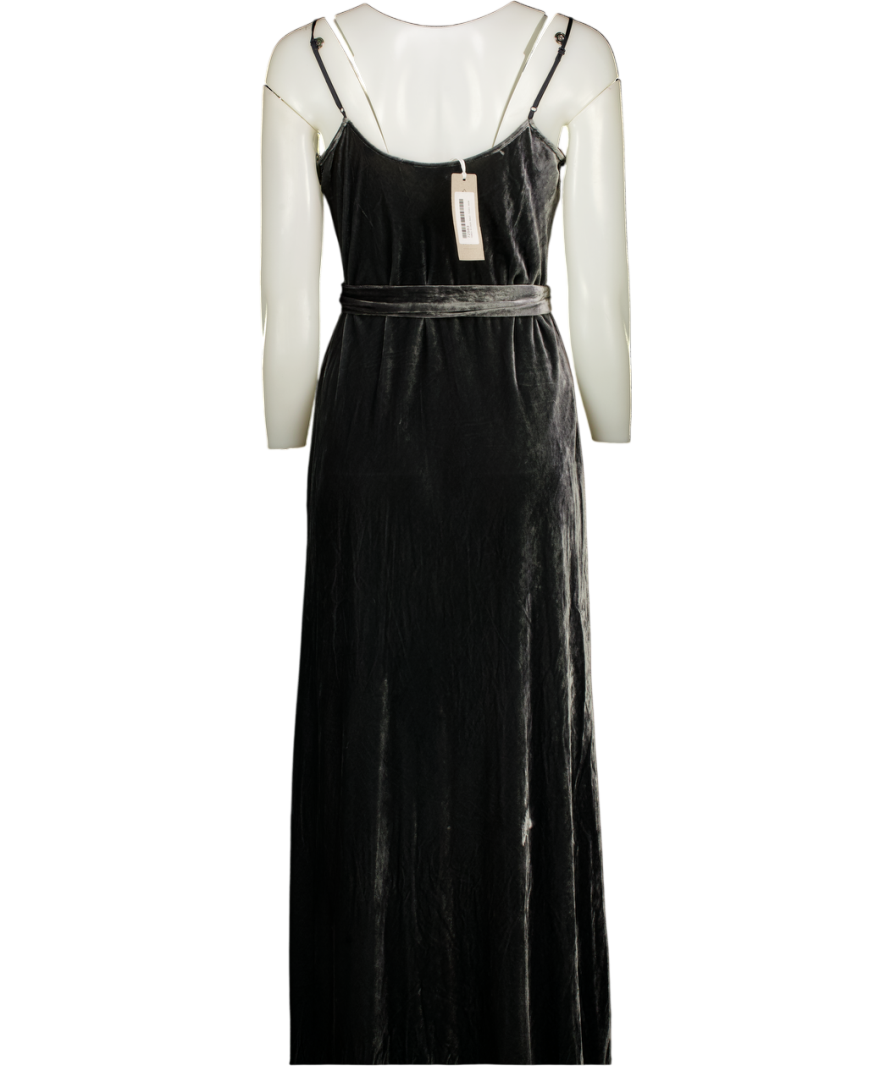 THE WHITE COMPANY Charcoal Grey Silk Velvet Bias Cut Slip Dress UK 12