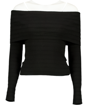 MARELLA Black Slim-cut Off-the-shoulder Top UK S