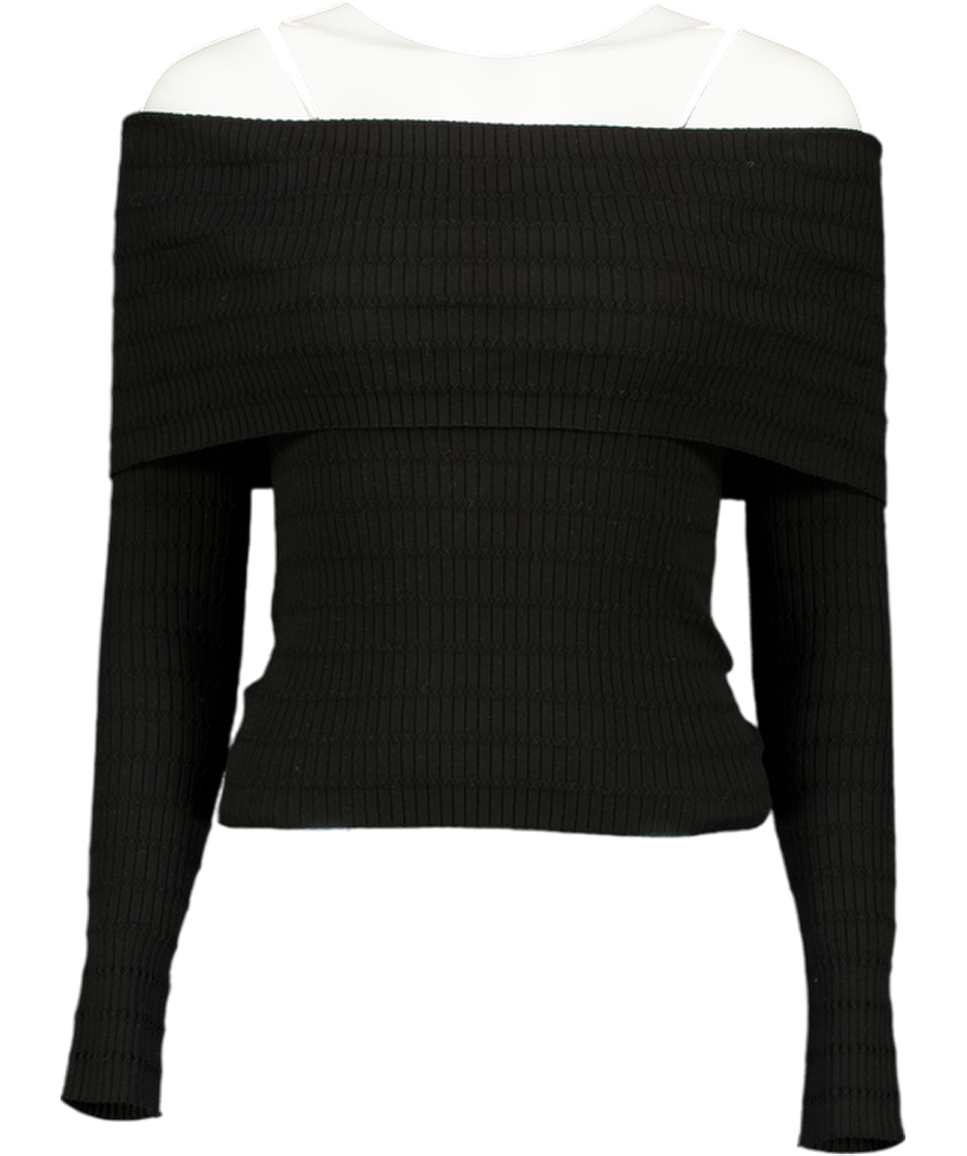 MARELLA Black Slim-cut Off-the-shoulder Top UK S