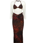 OUTCAST Multicoloured 2-piece Beaded Animal Print Bikini Top And Skirt Set UK XS