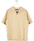 Lewis James Beige Villa Pinstripe Embroidered Shirt UK M