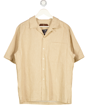 Lewis James Beige Villa Pinstripe Embroidered Shirt UK M