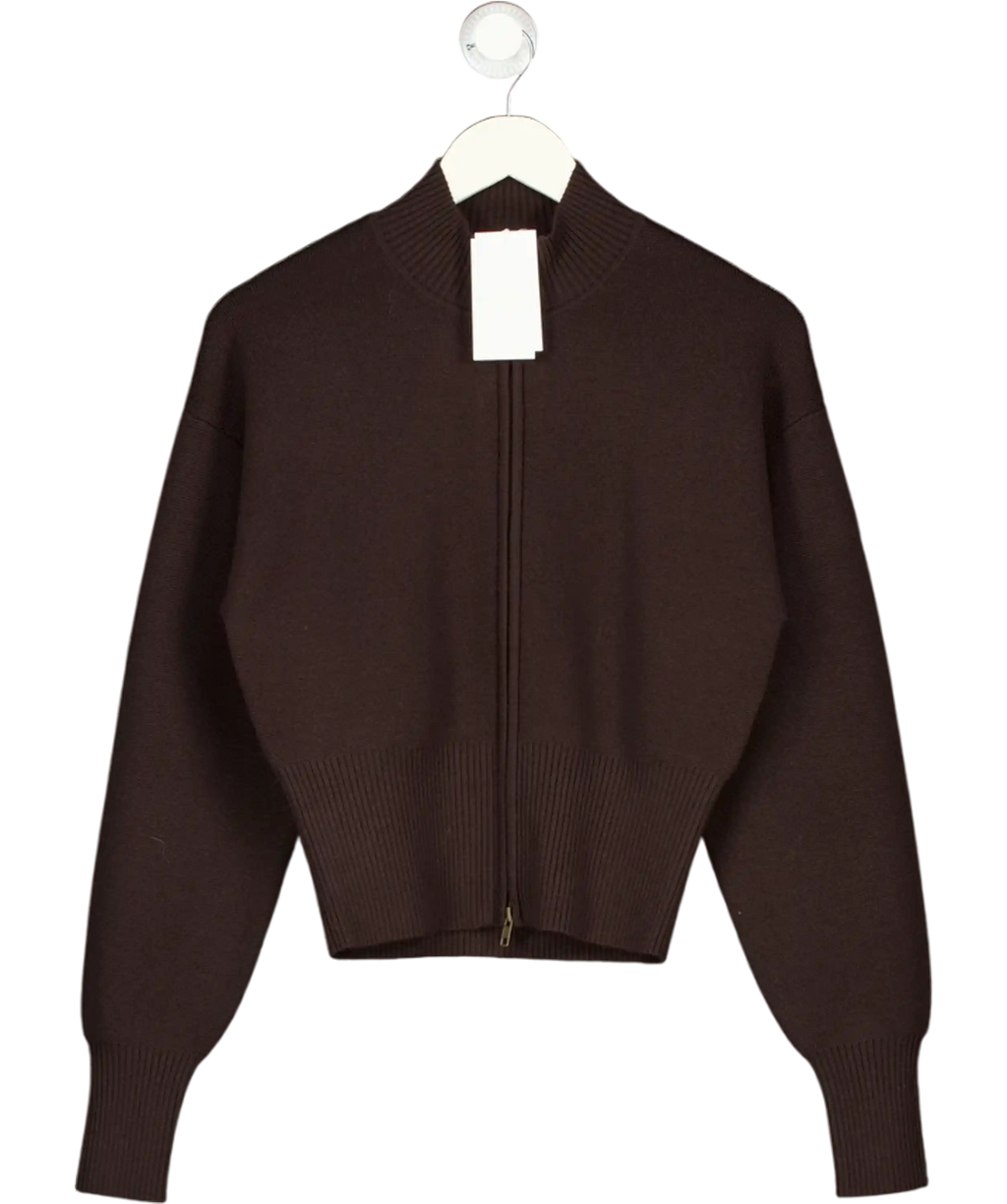 KOOKAI Chocolate Brown Wool Dalton Zip Cardigan UK 8