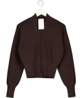 KOOKAI Chocolate Brown Wool Dalton Zip Cardigan UK 8