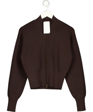 KOOKAI Chocolate Brown Wool Dalton Zip Cardigan UK 8