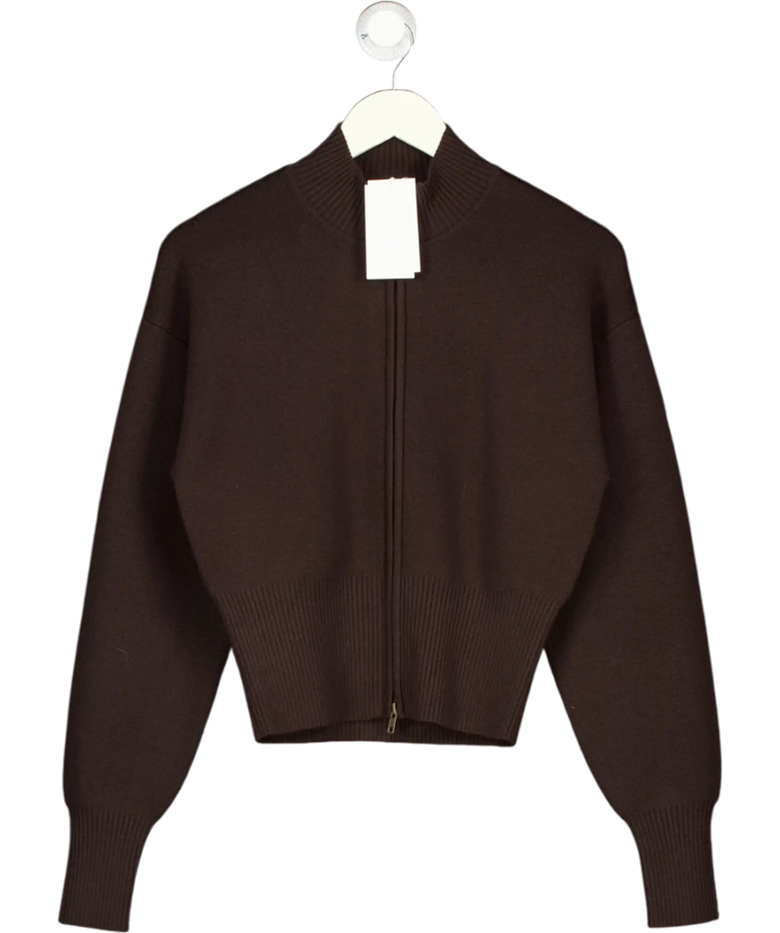 KOOKAI Chocolate Brown Wool Dalton Zip Cardigan UK 8