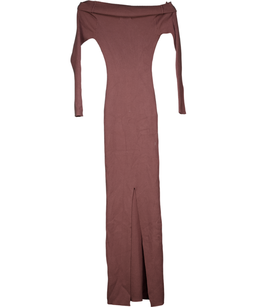 White Fox Brown Don't Call Me Anymore Long Sleeve Maxi Dress UK S