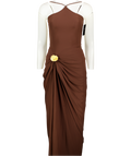 DEME BY GABRIELLA Chocolate Brown Maxi Dress With Gold Detail UK S