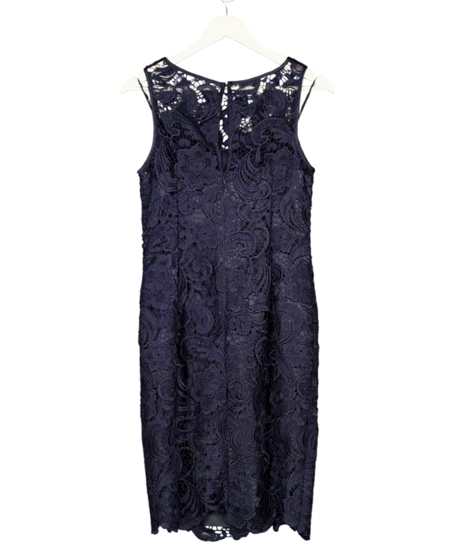 Adrianna Papell Navy Blue Guipure Lace Dress UK 10