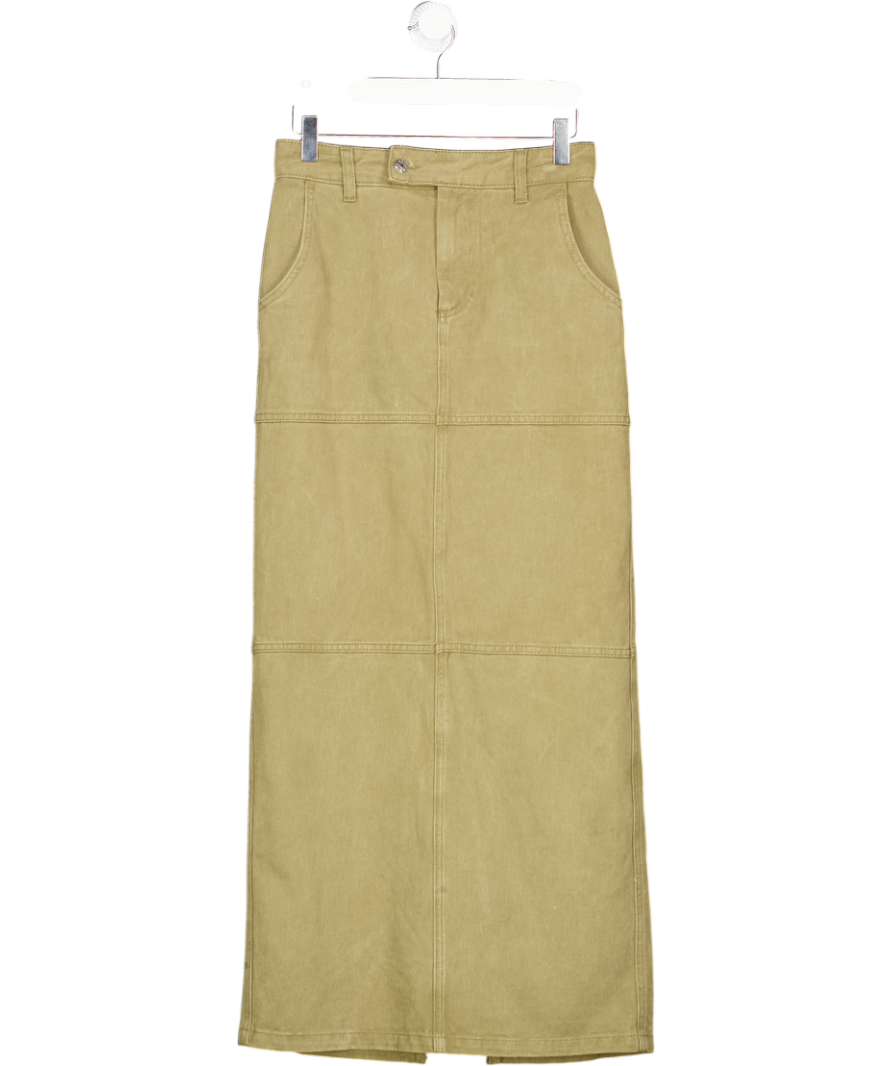 NA-KD Green Denim Maxi Skirt UK 4