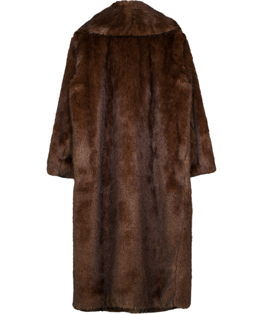 New Look Chocolate Brown Long Faux Fur Coat UK 12