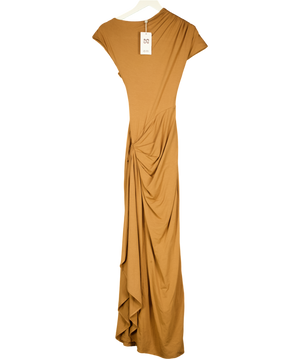 AYM Caramel Brown Venus Draped Maxi Dress UK XS