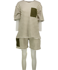 CHE STUDIOS 2-piece Cream / Khaki Knit Top (uk M) & Shorts (uk S) Set UK S/M