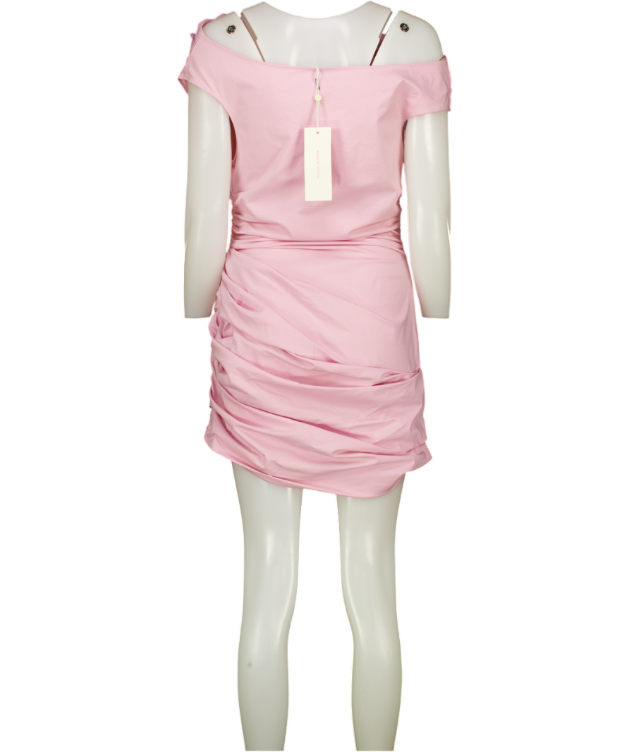 MAGDA BUTRYM Pink Draped Stretch Cotton Jersey Mini Dress UK 10