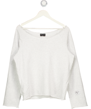 White Fox Off Shoulder Sweater Grey Marle Jumper UK S/M