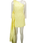 French Connection Yellow Birdie Linen One Shoulder Tie Mini Dress UK 12