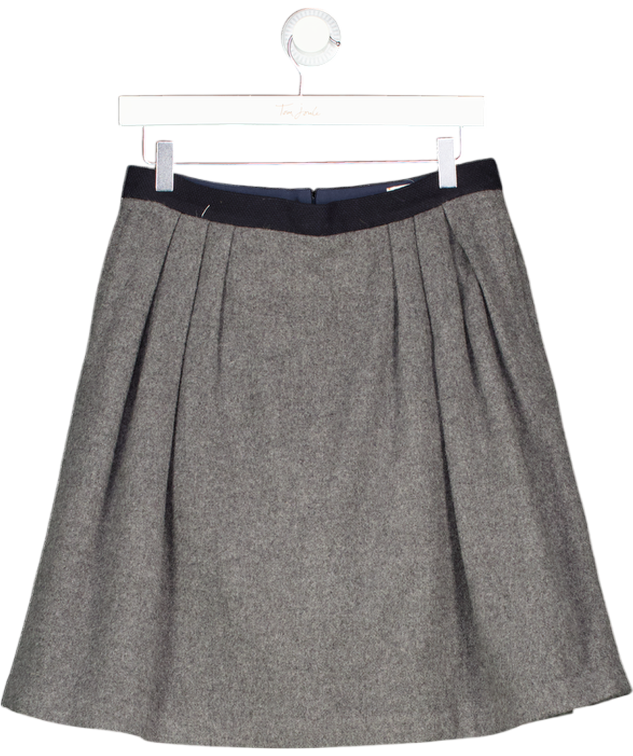 Chinti And Parker Grey Pleated Wool Mini Skirt UK M