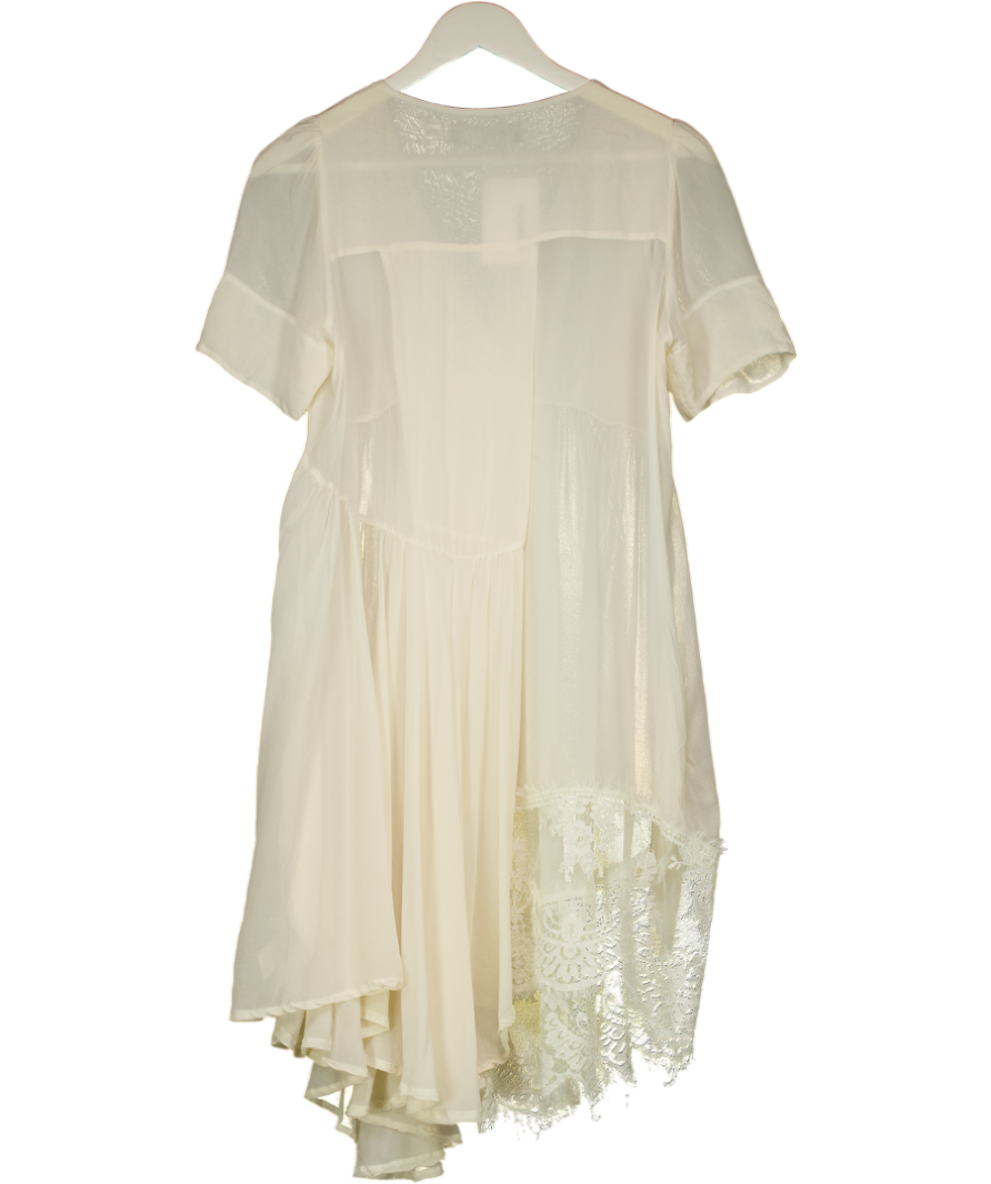 Twin-set Cream Silk Chiffon Lace trim Dress UK L