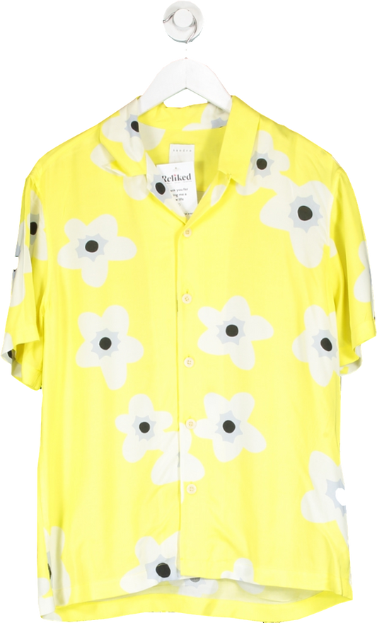 Sandro Yellow Floral-print Oversized Woven Shirt UK S