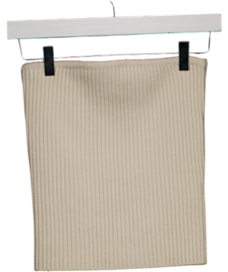 almada label Cream Lou Cashmere Wool Blend Strapless Top UK M