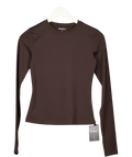 ADANOLA Brown Long-sleeve Stretch-jersey Top UK S