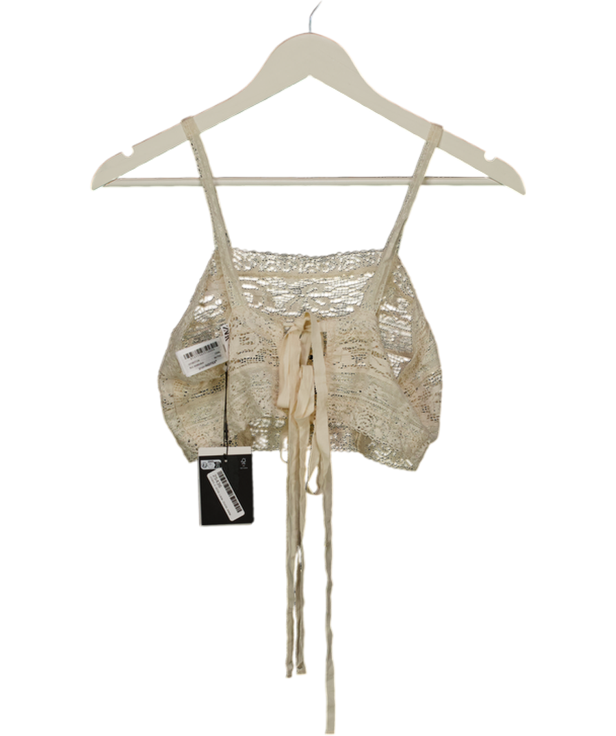 ZARA Cream Lace Crochet Strappy Top UK M
