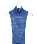 PALOMA WOOL Blue Printed Sleeveless Roll Neck Knit UK XS