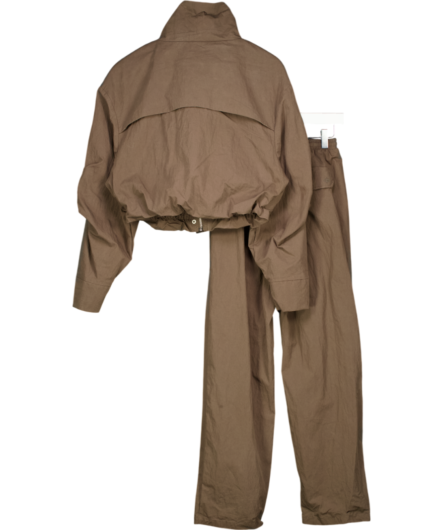 THE COUTURE CLUB Brown 2-piece Funnel Neck Shell Jacket (UK 8) And Barrel Leg Trousers Set UK 6