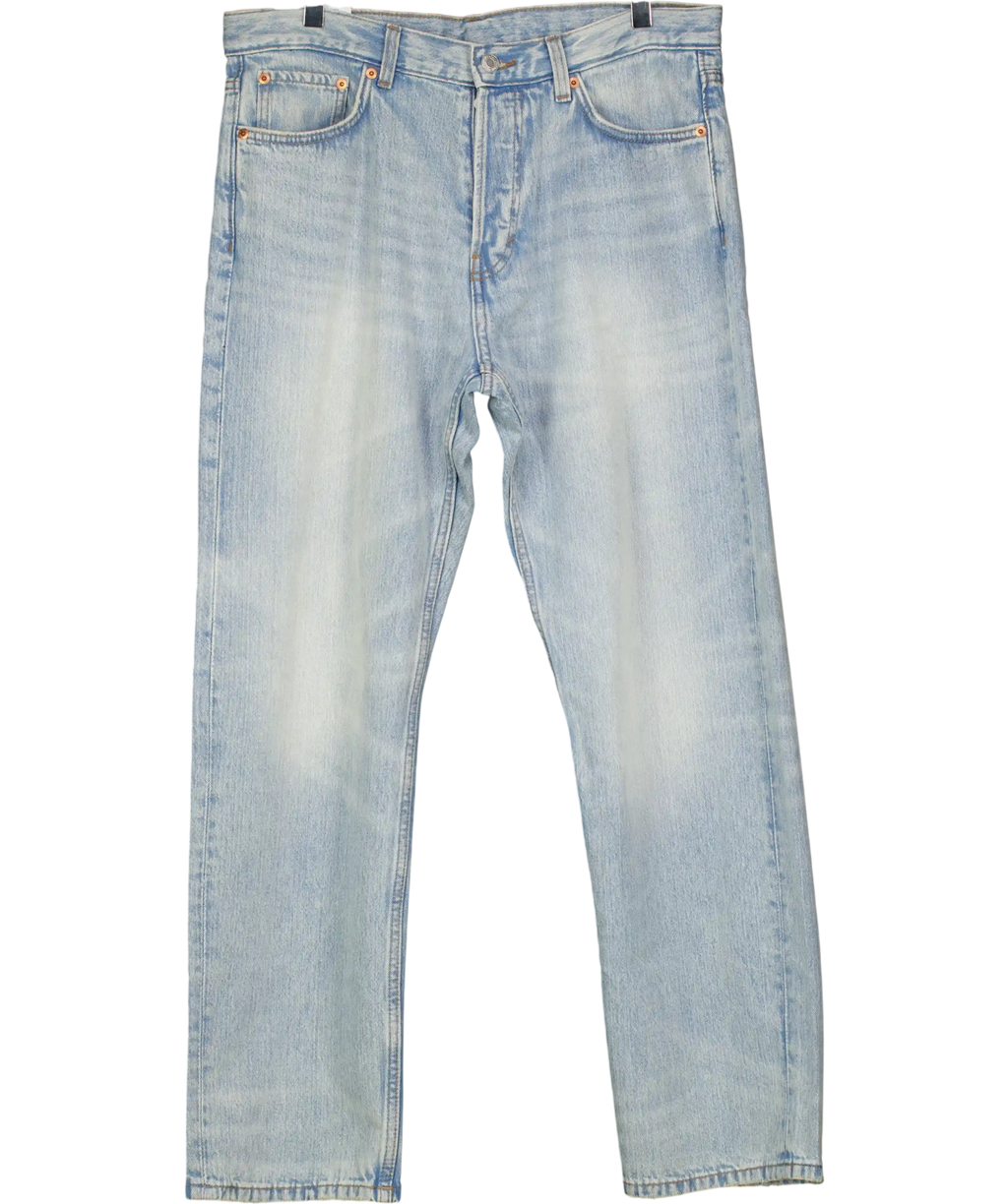Weekday Blue Space Mid Rise Relaxed Straight Jeans L30 W31