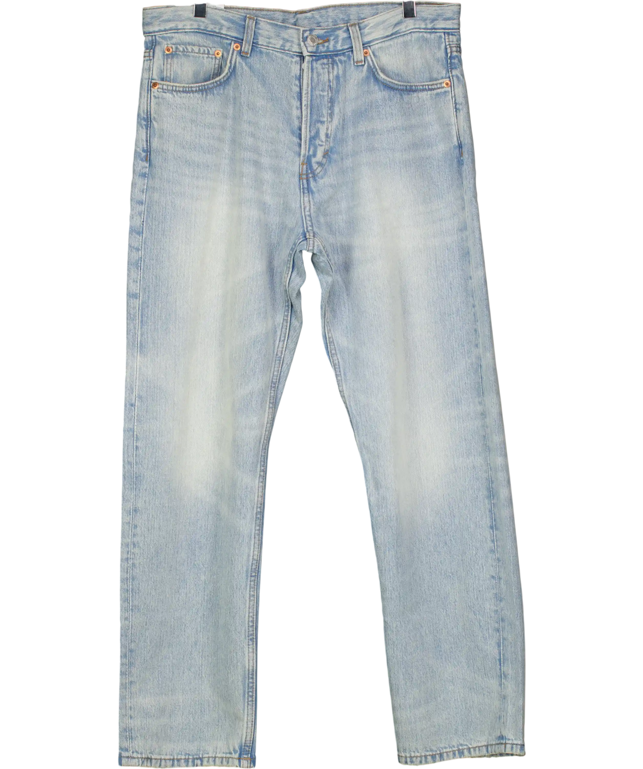 Weekday Blue Space Mid Rise Relaxed Straight Jeans L30 W31