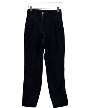 CEFFIN Navy Blue Corduroy Tapered Trousers UK 6